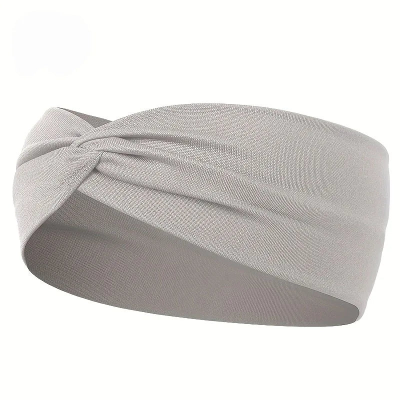 Solid Color Knotted Hairband Elastic Wide Headband Women Unisex Sports Yoga Running C lifestyle view