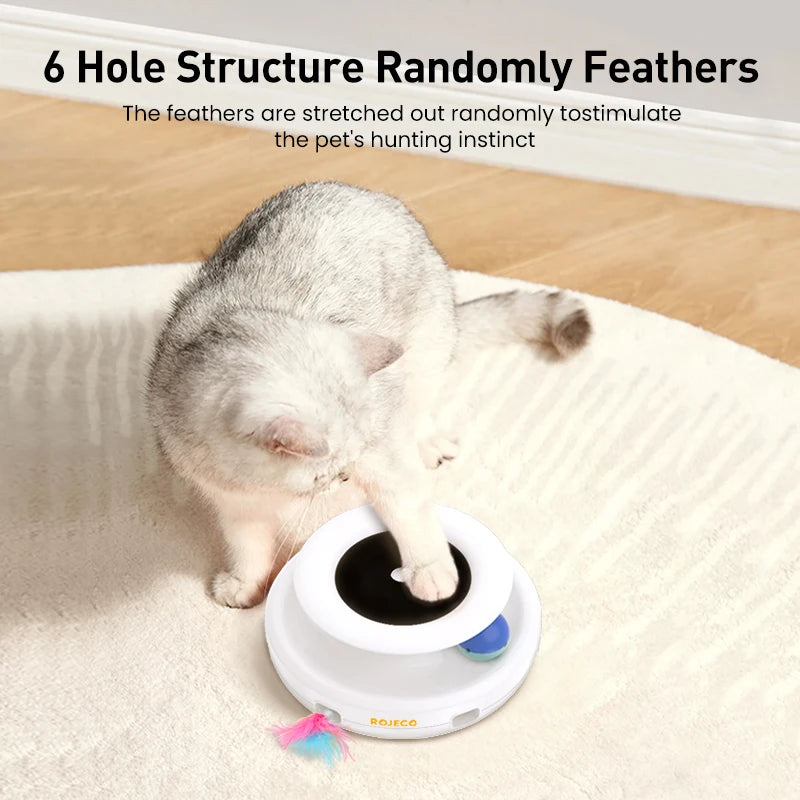 Automatic Feather Teaser and Fun Ball Interactive Toy