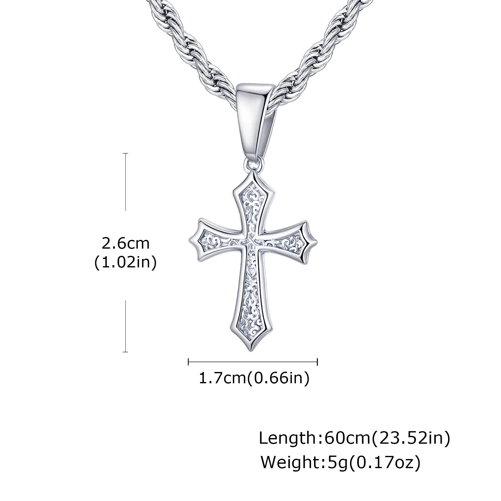 Hip Hop Cross Necklace for Men Women | Stainless Steel Chic Cross Pendant Christian J alternate view