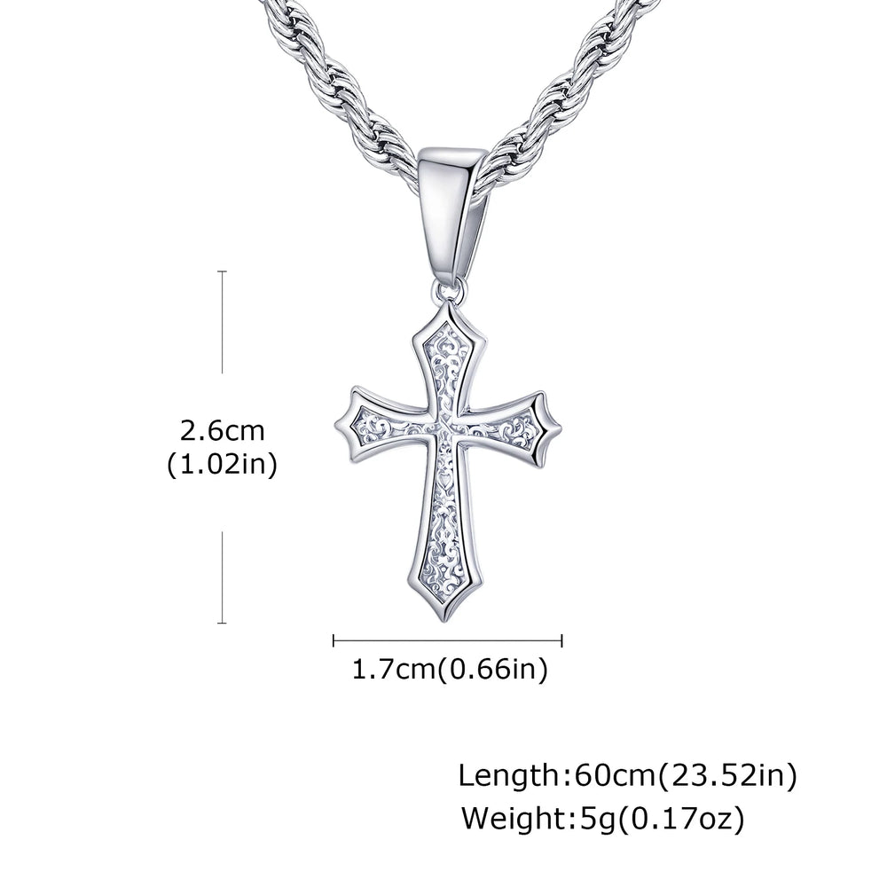 Hip Hop Cross Necklace for Men Women | Stainless Steel Chic Cross Pendant Christian J alternate view