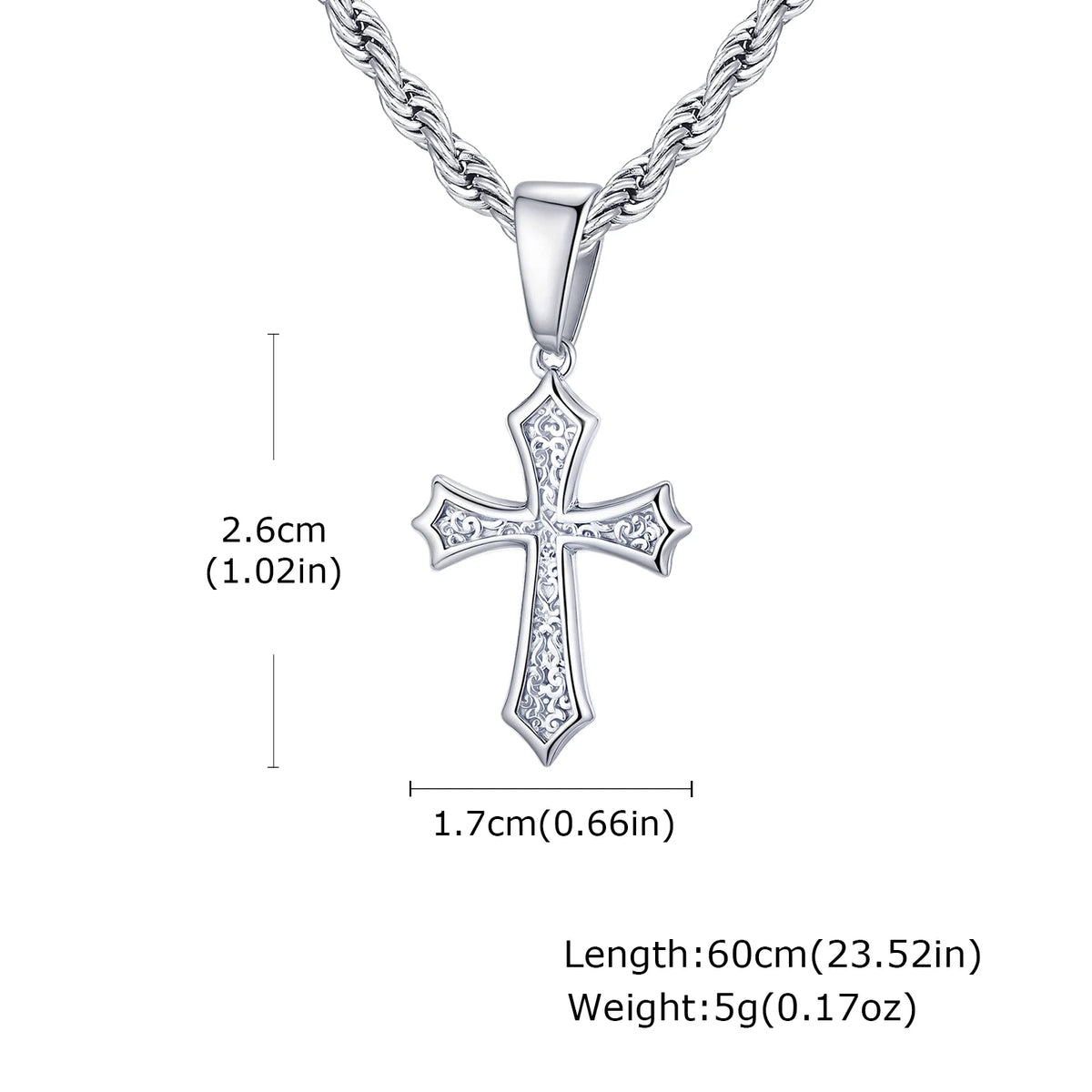 Hip Hop Cross Necklace for Men Women | Stainless Steel Chic Cross Pendant Christian J alternate view
