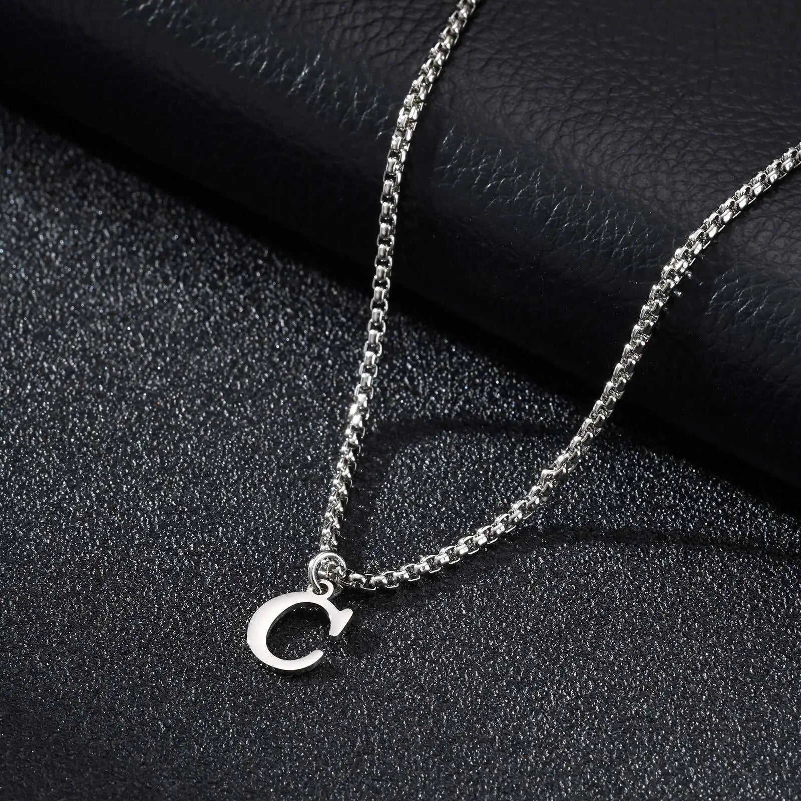 Minimal A-Z Initial Necklace for Men | Stainless Steel Letter Pendant lifestyle view