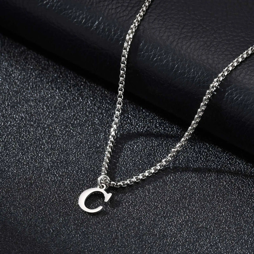 Minimal A-Z Initial Necklace for Men | Stainless Steel Letter Pendant lifestyle view