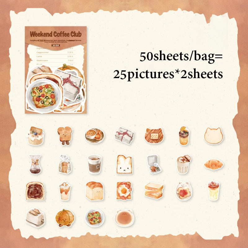 Mr.Paper Sweet Collection Washi Stickers | 50 Watercolor Food & Coffee Stickers for additional angle