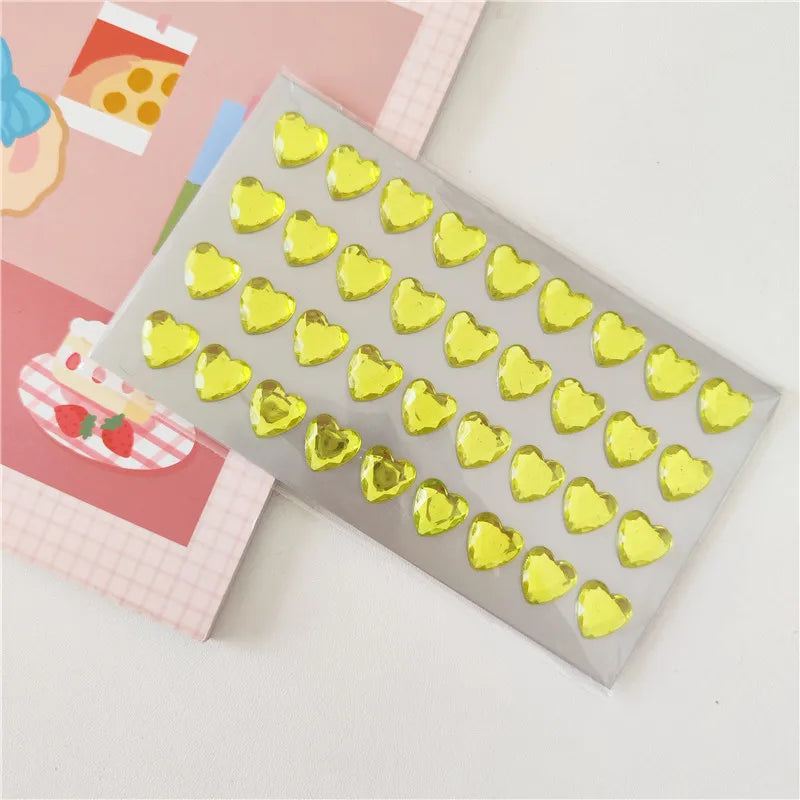 Heart Stickers 3D Stereoscopic Crystal Heart Shining Sticker for DIY Scrapbook Journal Kids Stationery Reward Supplies Stickers