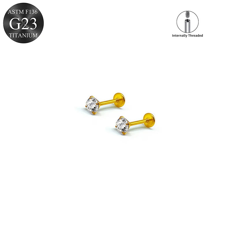 EVISPOL ASTM F136 G23 Titanium Tiny CZ Labret Lip Stud Earring for Women 16G Heart Ca lifestyle view