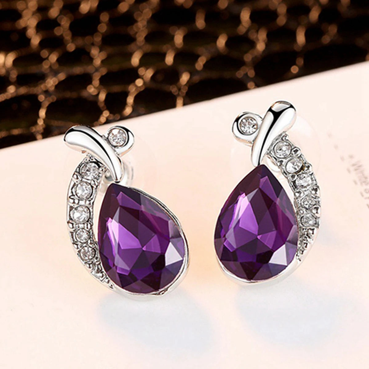 Fashion Silver Color Necklace Earrings Cubic Zirconia Jewelry Sets Elegant Crystal Zirco detail view