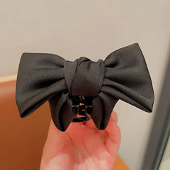 3Pcs Smooth Satin Bow Grip Clip Large Firm Disc Hair Accessories for Women Daily Commuti detail view