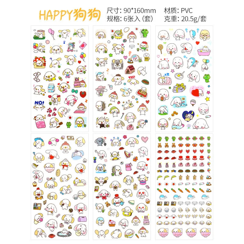 6Pcs Waterproof Cartoon Sticker Set | Cute DIY Decals for Laptops, Phones, and Planne alternate view