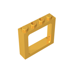 Gobricks Window 1 x 4 x 3 Train with Shutter Holes and Solid Studs on Ends | Compatible detail view