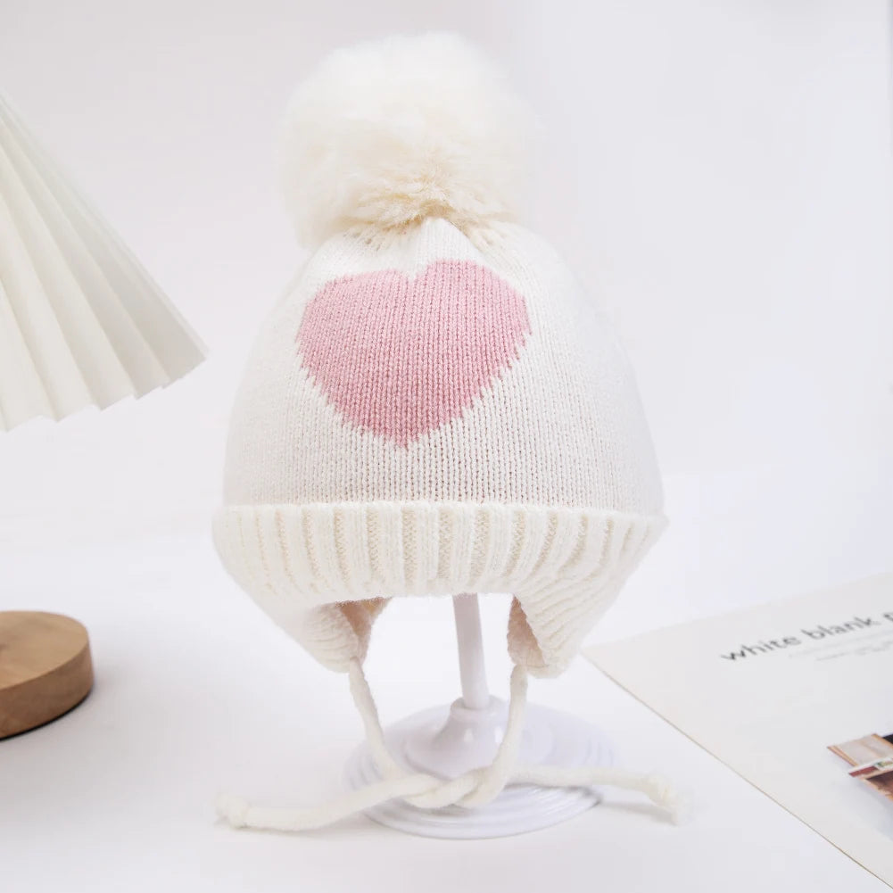 Baby Knitted Turban Hat with Pompom | Soft Acrylic Beanie for 0-3T close-up view