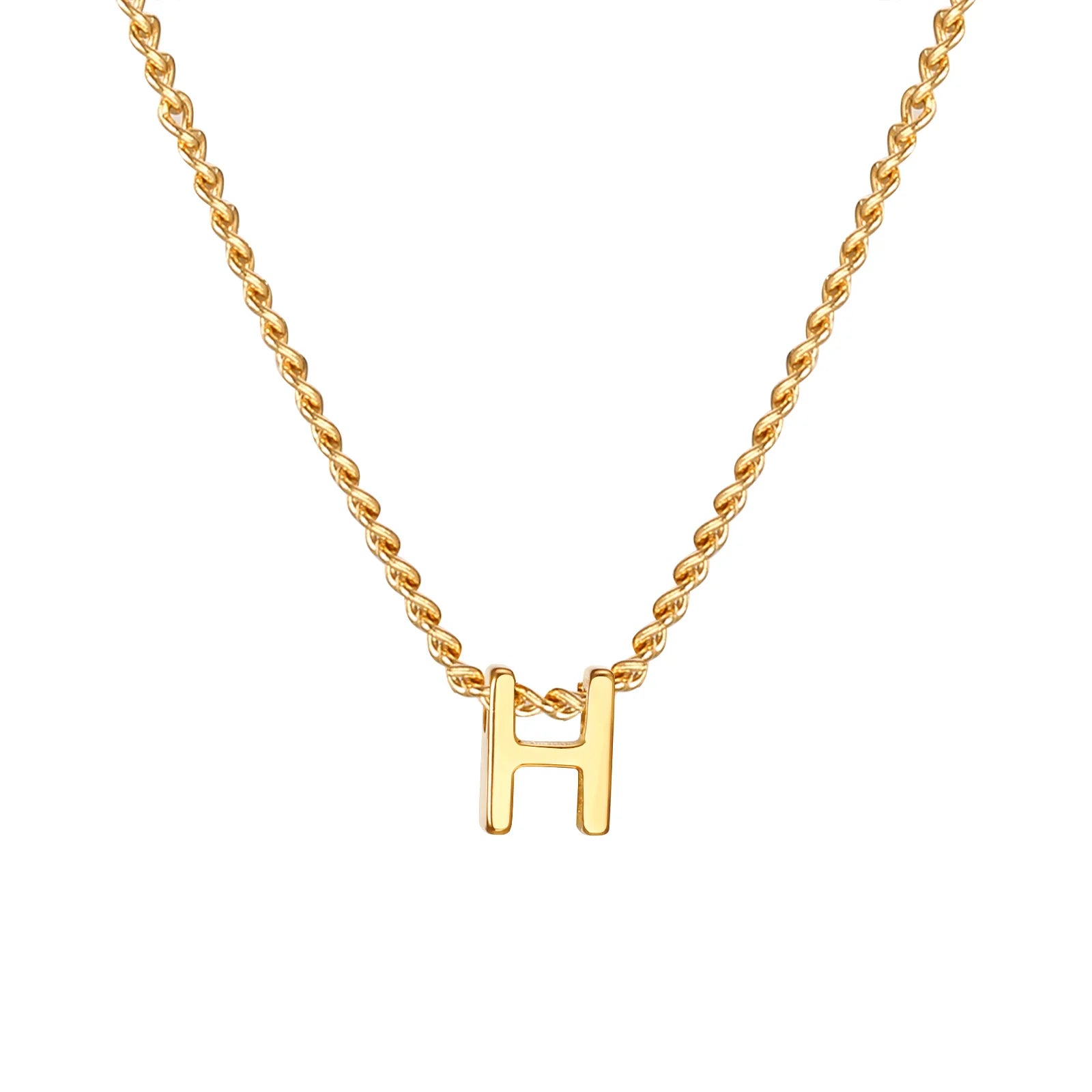 Vnox Chic Tiny A-Z Letters Necklaces for Women Girls, Gold Color Stainless Steel Init alternate view