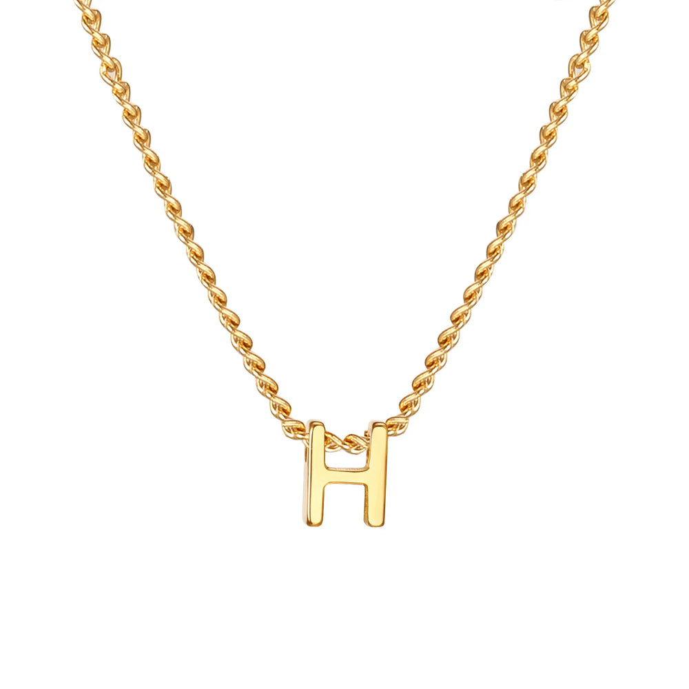 Vnox Chic Tiny A-Z Letters Necklaces for Women Girls, Gold Color Stainless Steel Init alternate view