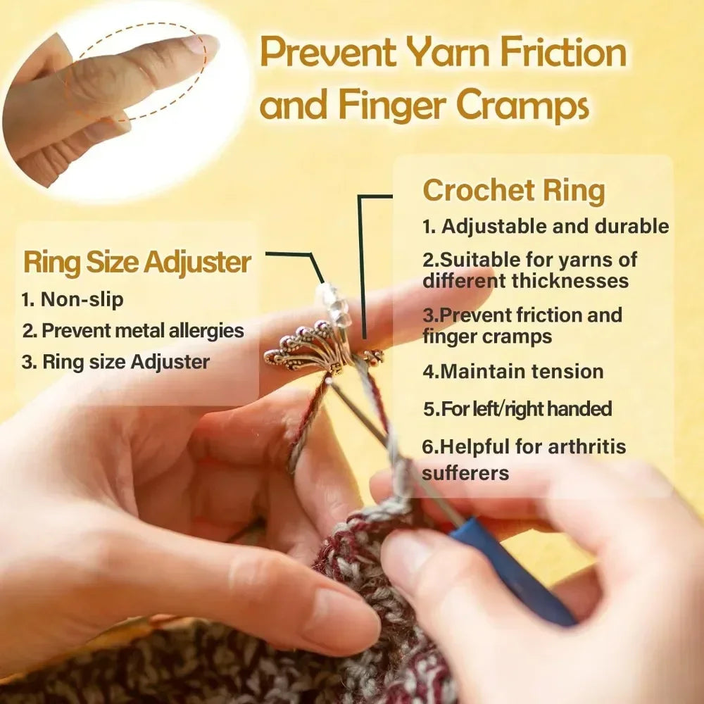 Adjustable Crochet Tension Cute Cat Ring, Beginner Knitting Crochet Hook Ring, Yarn G lifestyle view