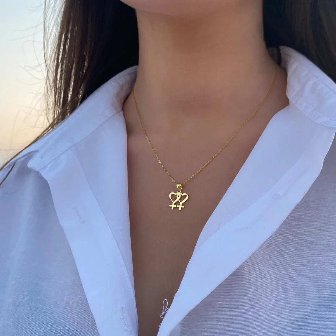 Venus Symbol Charm Female Lesbian LGBT Necklace Women Pendant LES Gold Silver Color additional angle
