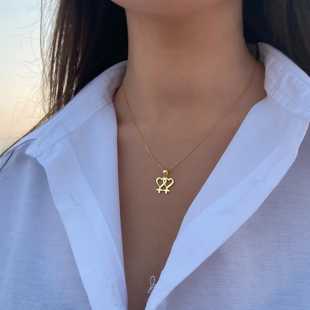 Venus Symbol Charm Female Lesbian LGBT Necklace Women Pendant LES Gold Silver Color additional angle