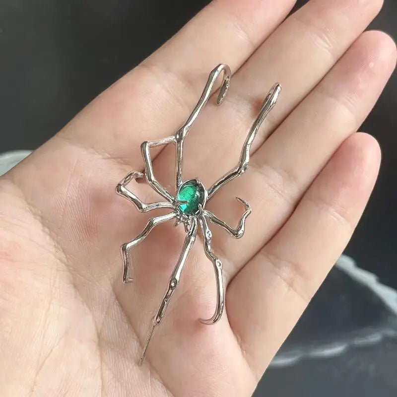 Gothic Dark Spider Crawl Fashion Dangle Stud Piercing Ear Bone Clip For Unisex Hallow alternate view