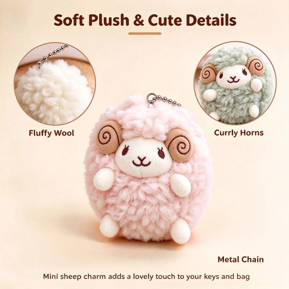 Cute Plush Sheep Keychain Soft Lamb Doll Pendant Backpack Charm Lovely Animal Hanging Or detail view