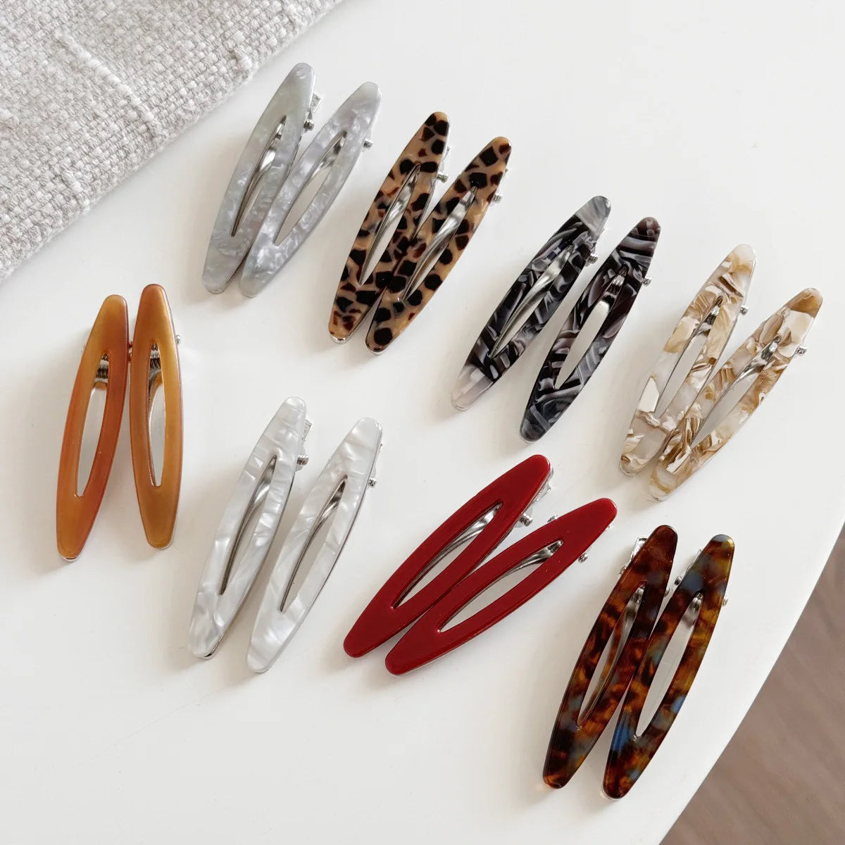 2pcs/set Acetate Hair Clips Hollowed Oval Geometric Barrettes Side Pins Hairpin Women Hair Accessories