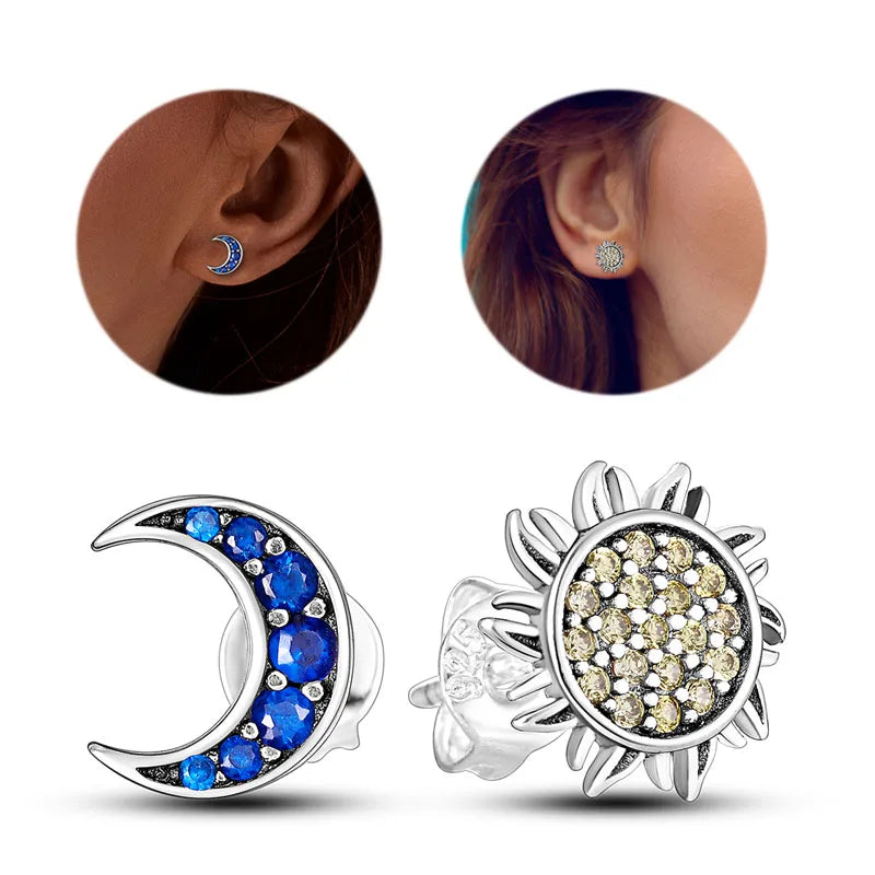 Hot Sale 925 Sterling Silver Heart Earrings Fit Original Charms Hoop Earrings For Women Girls Stud Earring Fine Jewelry Gifts