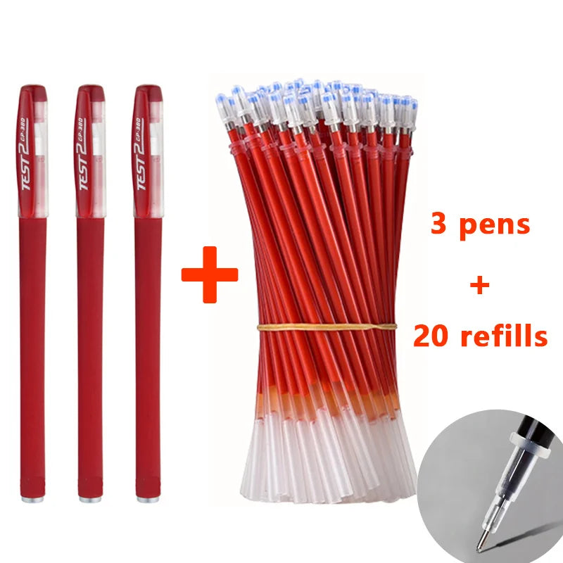 Pens Set Black Blue Red Refill Gel Pen Bullet Tip 0.5mm School detail view