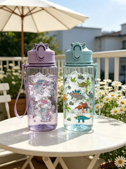 1 Piece 500ml (19 fl oz) Cartoon Printed Straw Cup, Summer Plastic Water Bottle, BPA alternate view