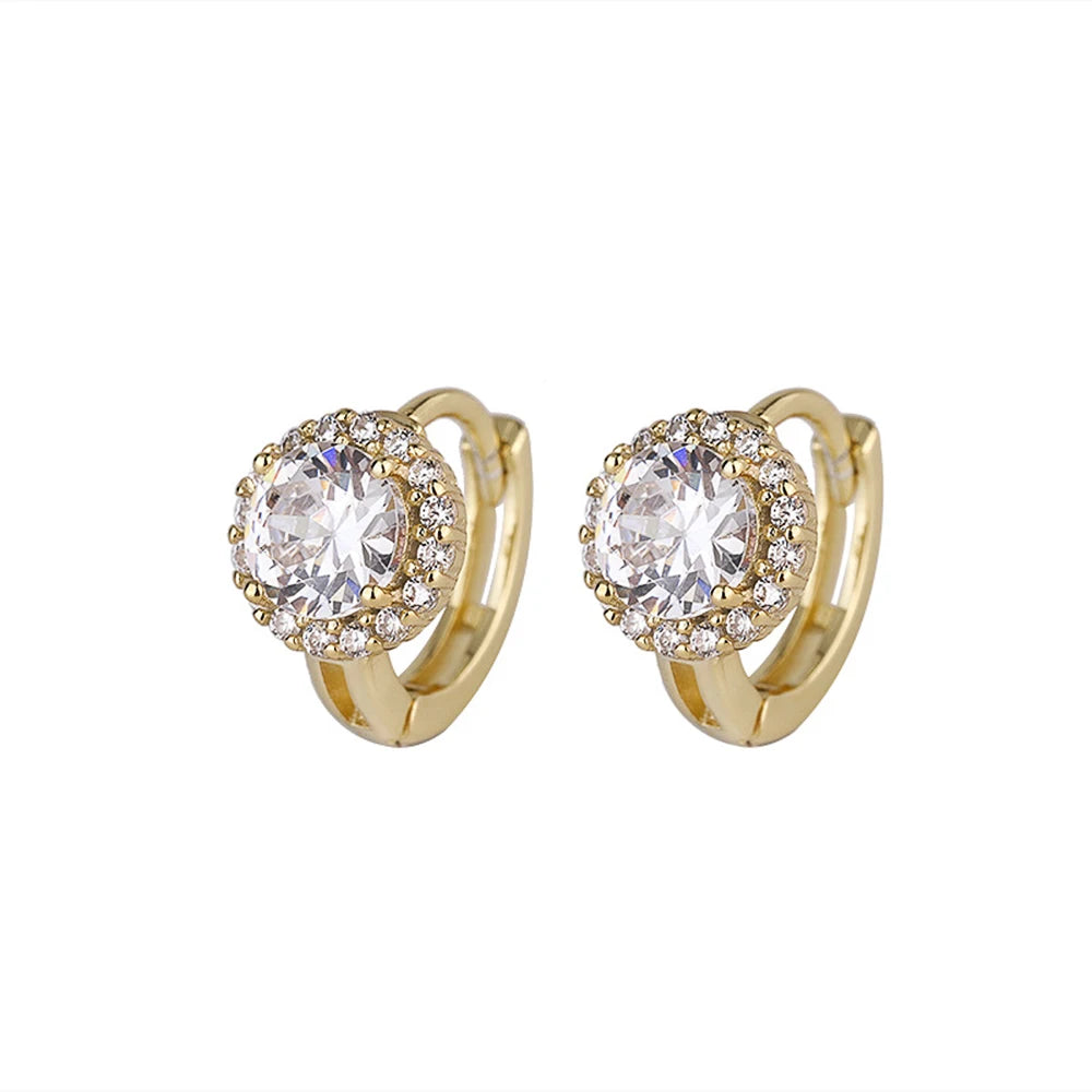 Huitan Cubic Zirconia Hoop Earrings | Dainty Fashion Jewelry for Women close-up view