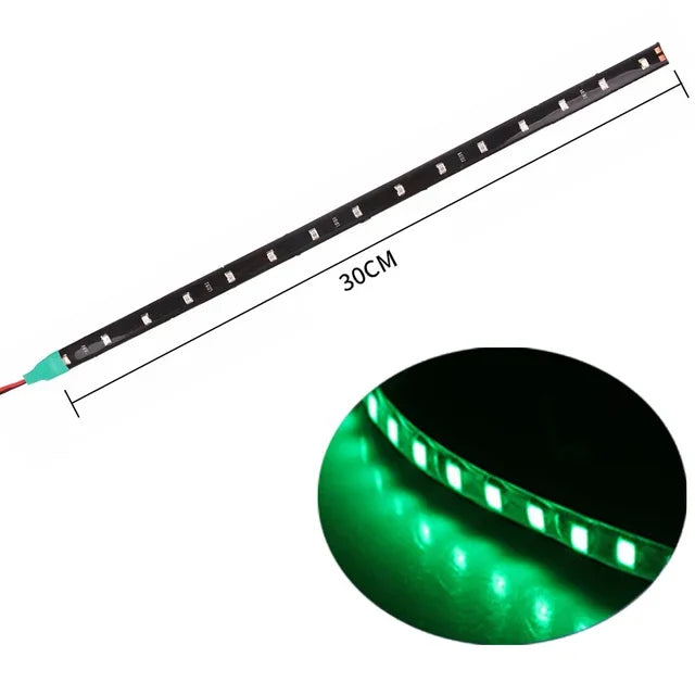 LED Car Strip Light 30cm 12V Waterproof | 2-Pack Neon Atmosphere Lamp for Interior Car close-up view