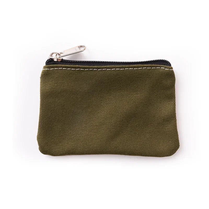 Solid Color Canvas Zipper Coin Purse | Mini Money Pouch for Women Men close-up view