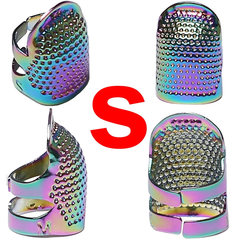 Metal Adjustable Sewing Thimble Sewing Finger Protection Cover Thimbles Cap Shield Rin close-up view