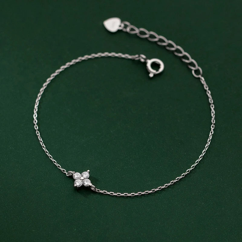 Four Leaf Clover Cubic Zirconia Bracelet | Trendy Chain Link Bracelet for Women lifestyle view