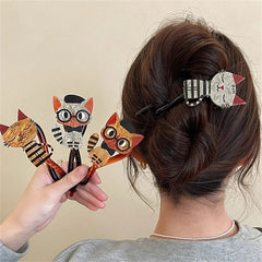 Cute Cartoon Cat Twist Hair Clips Girls Acrylic Hair Claw Crab Holder Barrettes Hairp alternate view