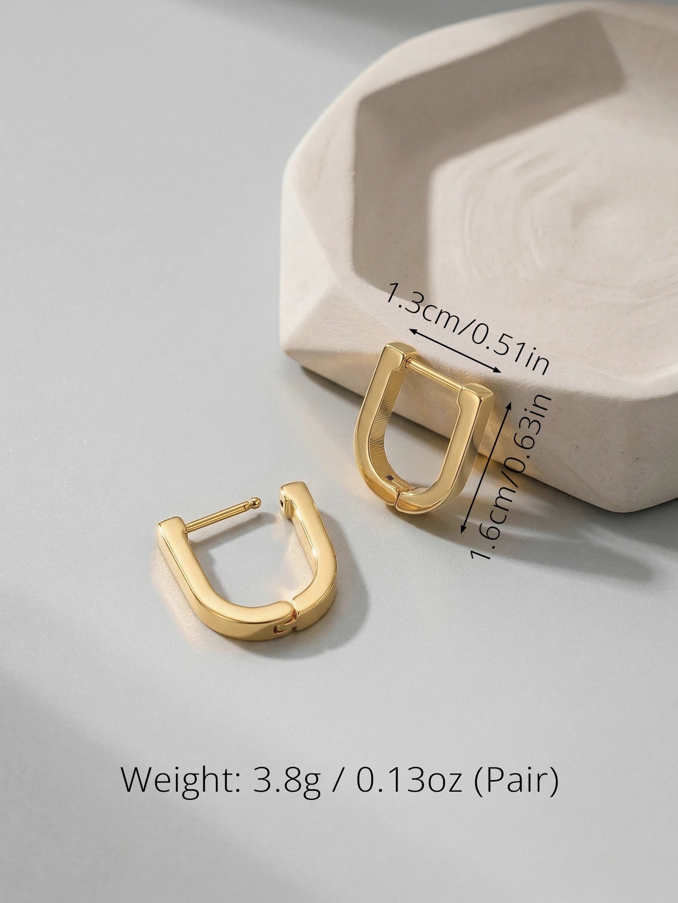 Unisex Stainless Steel Rectangular Hoop Earrings for Men Women Punk Rock Triangle Huggie detail view