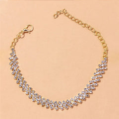 Shining Cubic Zirconia Chain Anklet for Women Fashion Silver Color Ankle Bracelet Barefo detail view