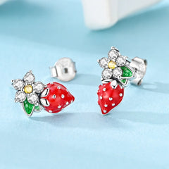925 Stainless Steel Stud Earrings For Women Girls Simple Flower Bow Star Moon Zircon P close-up view