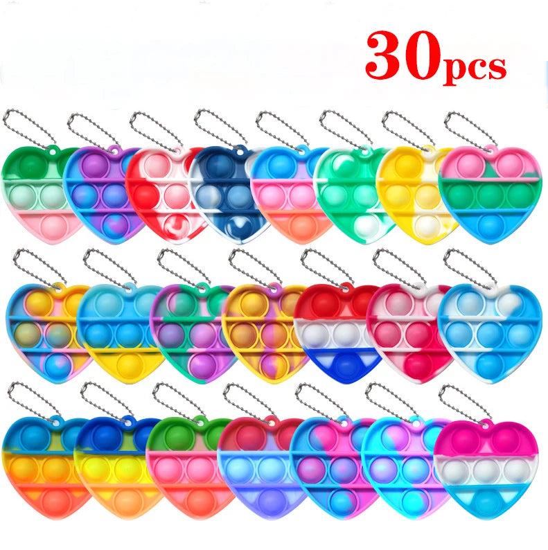 Pop Keychains Fidget Toys Bulk | Stress Relief Sensory Prizes for Classroom close-up view