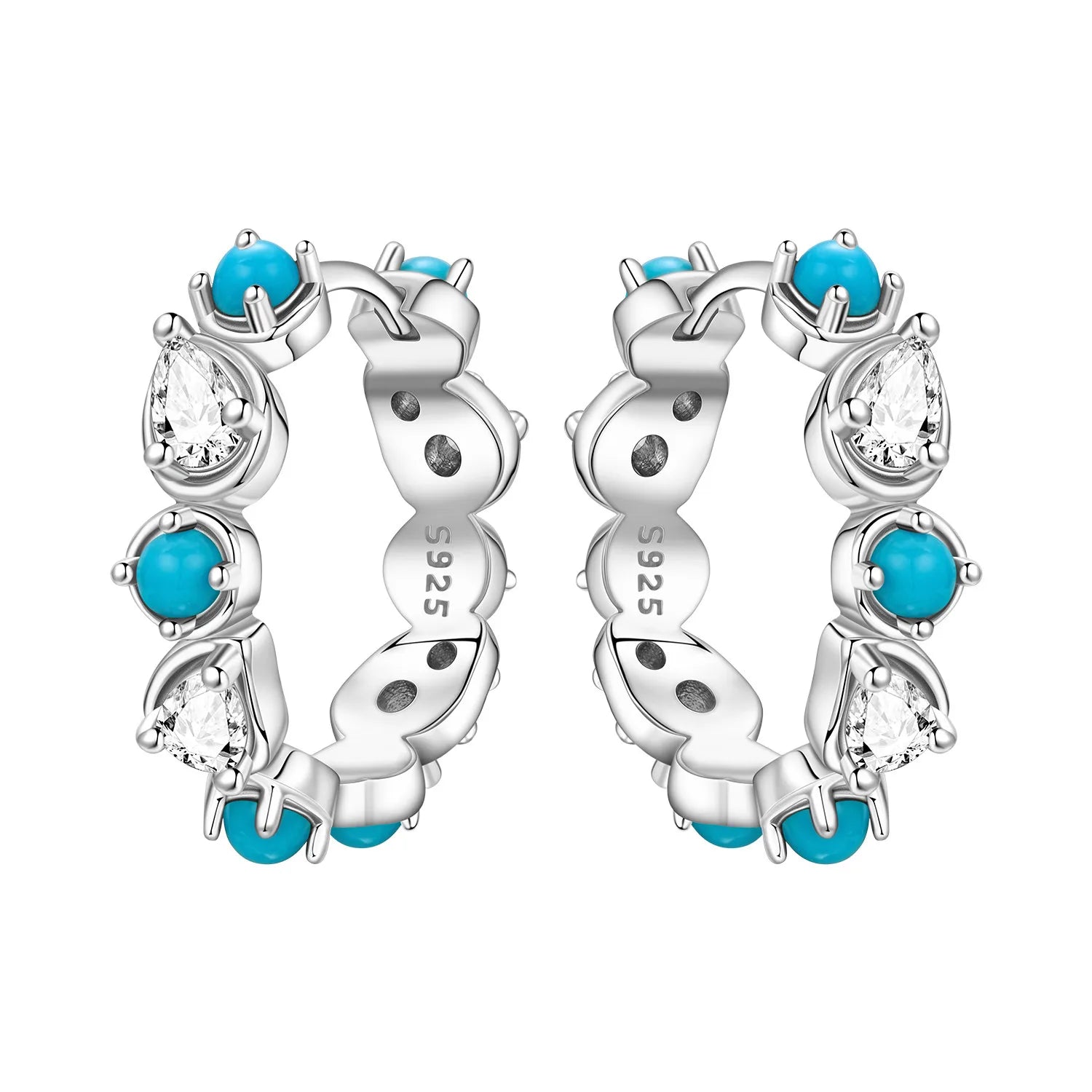PANPOKI S925 Sterling Silver Purple Zircon Series Earrings Hoop Earrings For Women additional angle