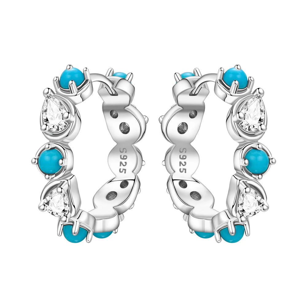PANPOKI S925 Sterling Silver Purple Zircon Series Earrings Hoop Earrings For Women additional angle