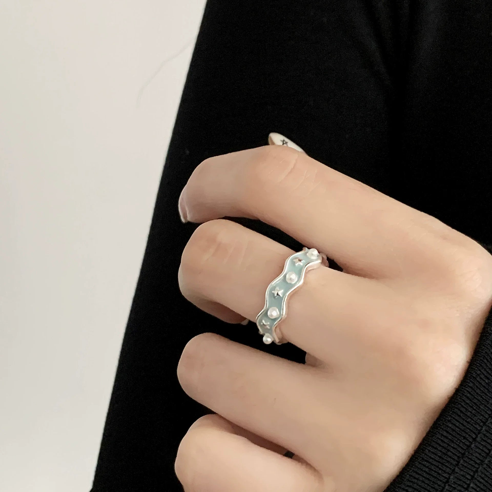 VENTFILLE 925 Sterling Silver Flower Lace Ring Korean Fashion Opening Inlaid CZ Adjus alternate view