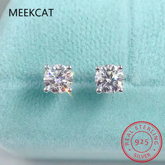 2.0ct Moissanite Earrings for Women Lab Grown Diamond Ear Studs 925 Sterling Silver Fi close-up view