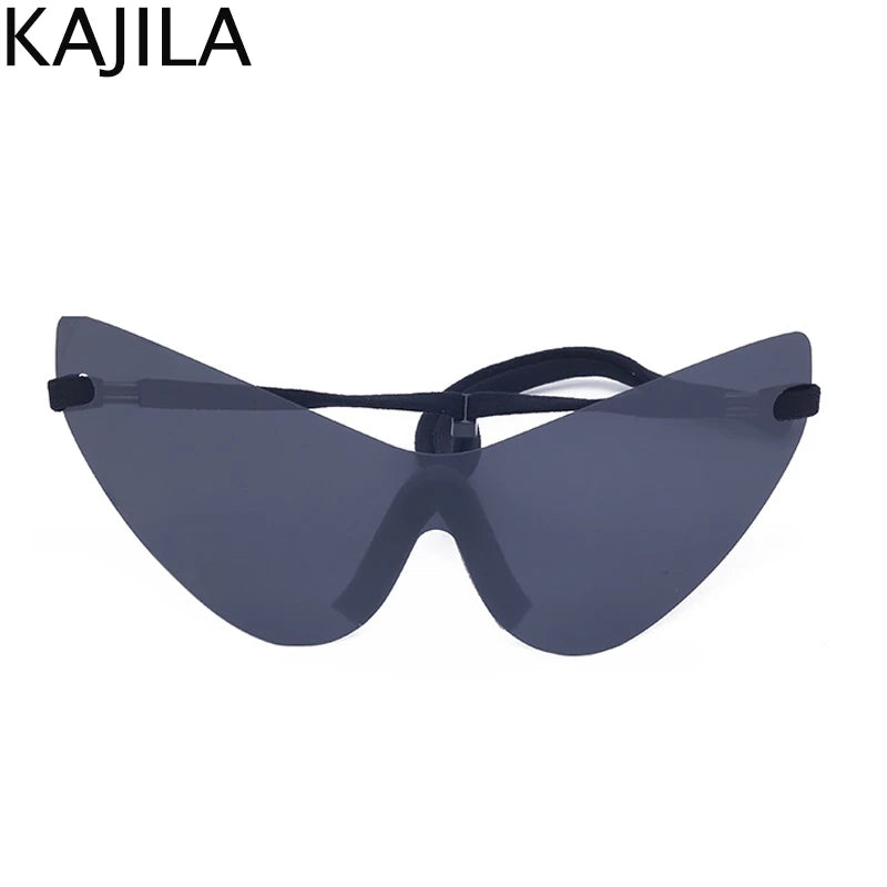 Oversized Punk Rimless Sunglasses | Y2K UV400 Mirror Lens Shades additional angle
