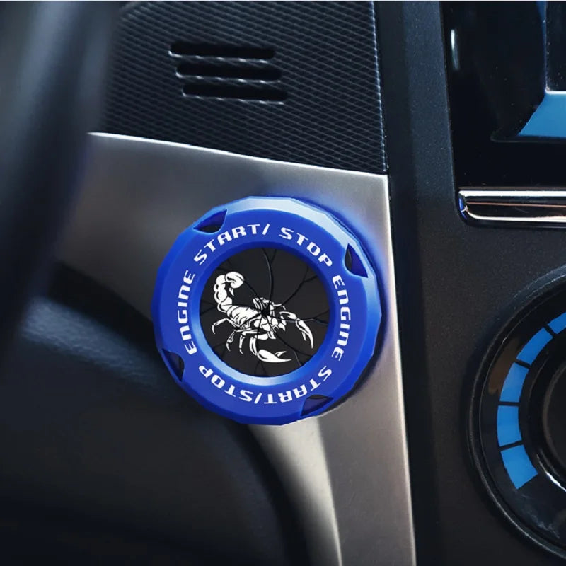 Car Engine start Button Cover Car Interior Decor Engine Ignition Start Switch Protecti close-up view