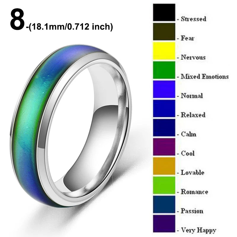 1pc Stainless Steel Mood Ring Changing Color Rings Emotion Feeling Temperature Ring F alternate view