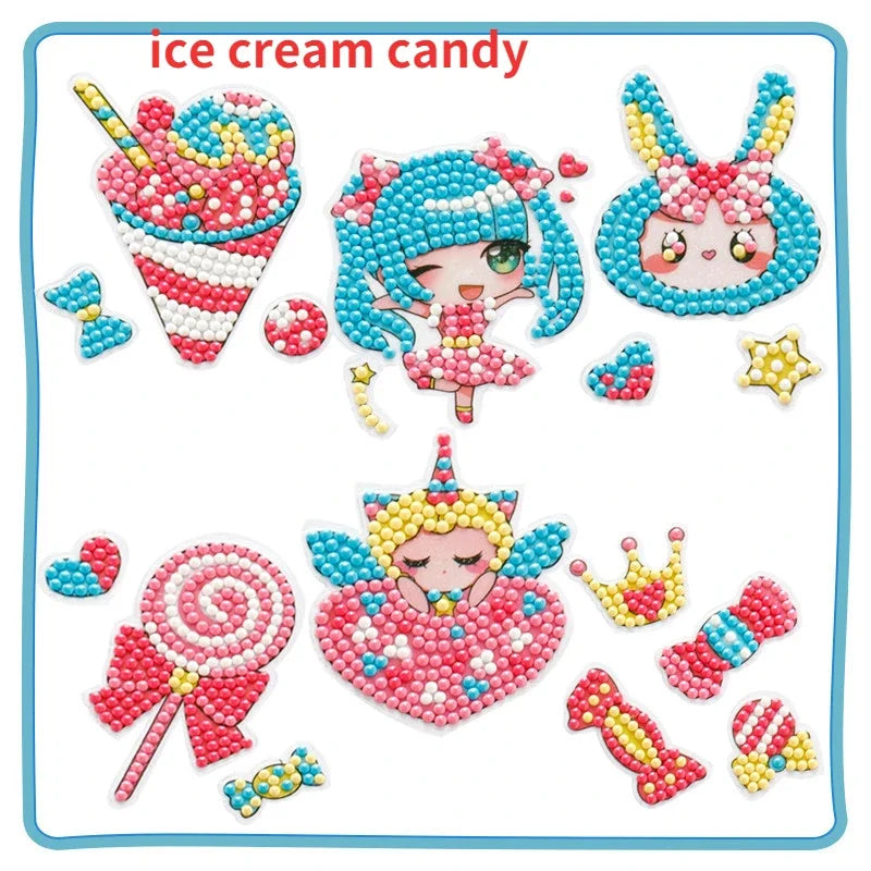 Child Diamond DIY Painting Sticker Set Toys Colorful Cartoon Sticker Handmade Arts Craft detail view