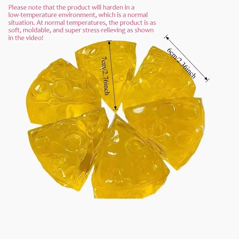 Relieve Stress Squishy Honey Cheese Square Fidgets Toys Super Soft Mochi Cheese Squeez close-up view