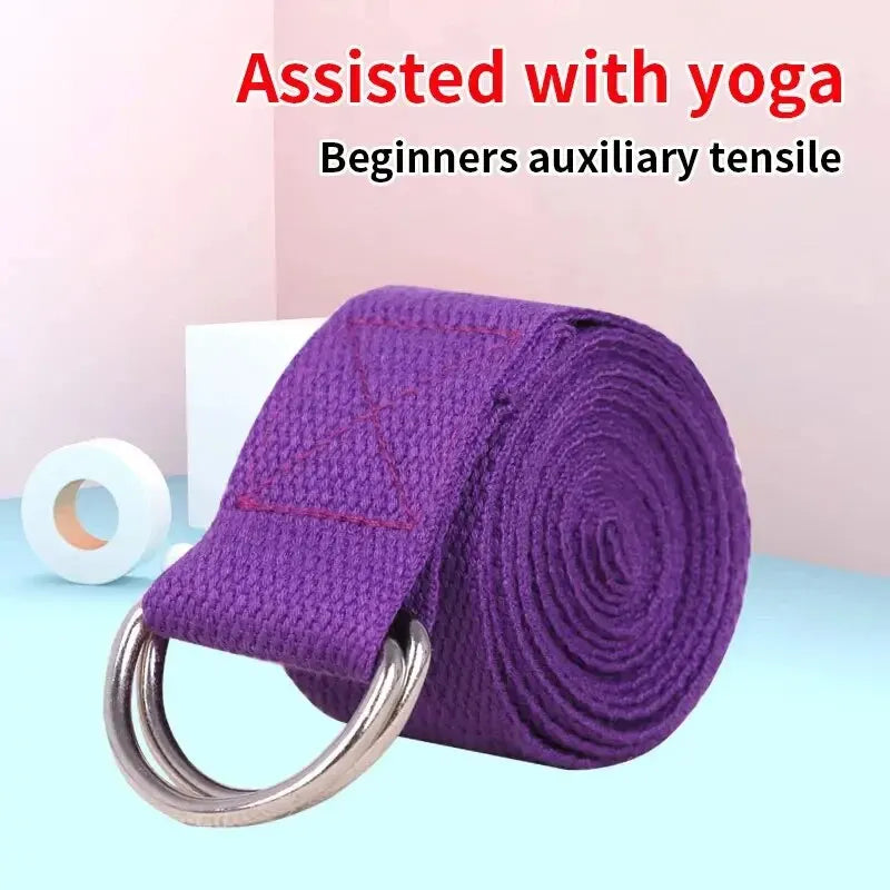 Cotton Yoga Strap | Adjustable D Ring Buckle Belt for Pilates and Dance detail view