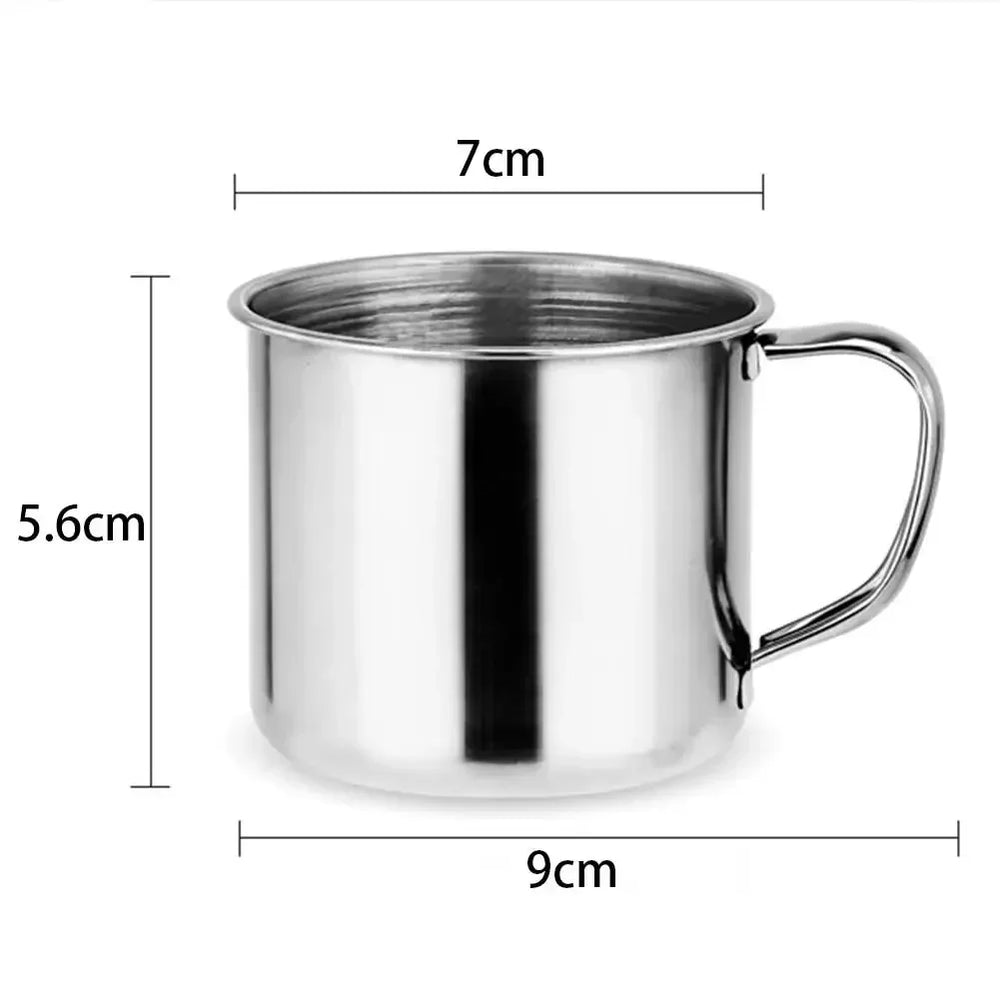 100ml Tea Cup Quality Portable Stainless Steel Water with Handle Camping Outdoor Trave close-up view