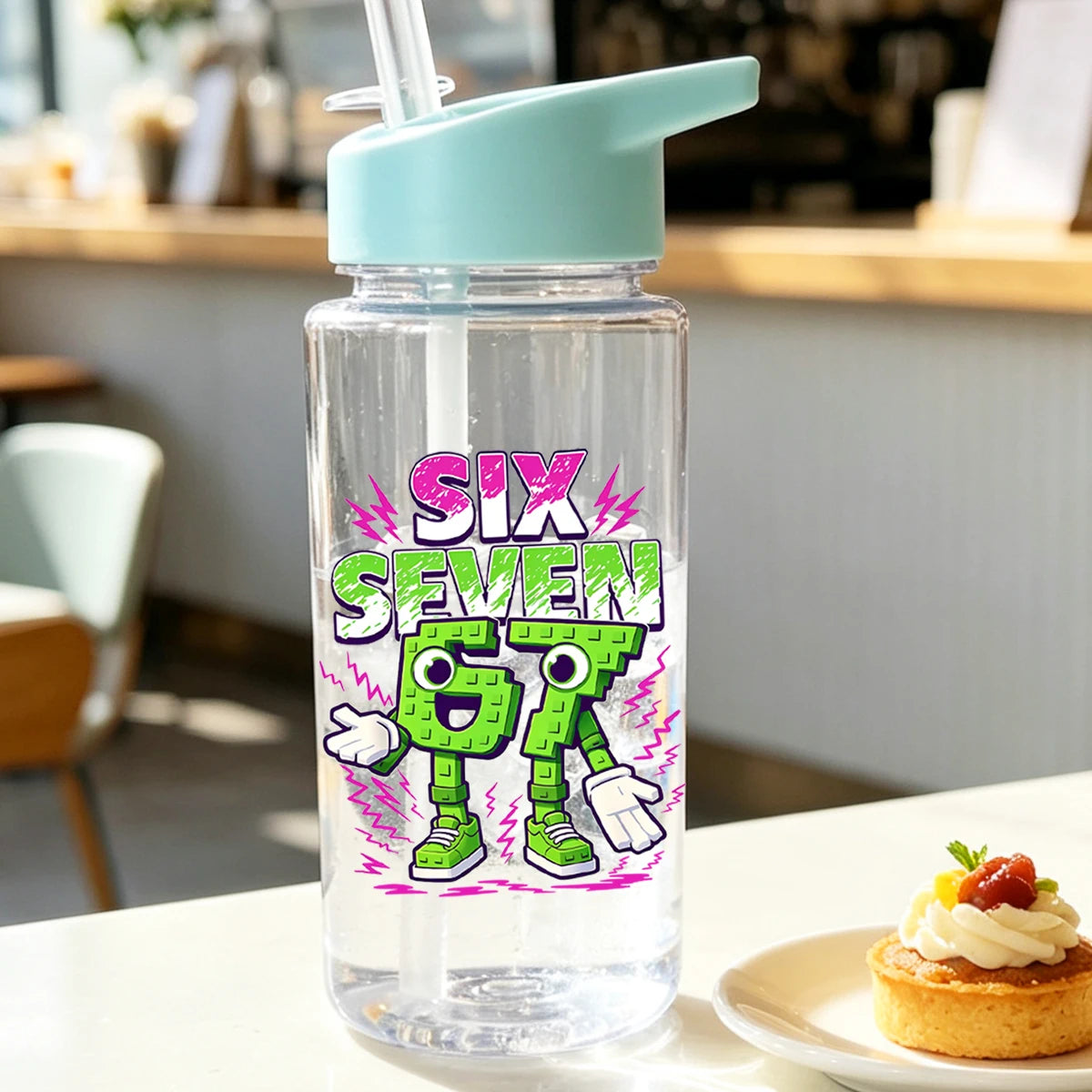 1 Piece 500ml (17 fl oz) 67 Printed Straw Cup, Summer Water Bottle, BPA Free, Portabl lifestyle view