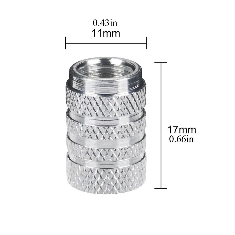 DSYCAR 4Pcs Silver Car Tire Valve Stems Cap Knurling Style Tire Valve Cap Aluminum Ti alternate view