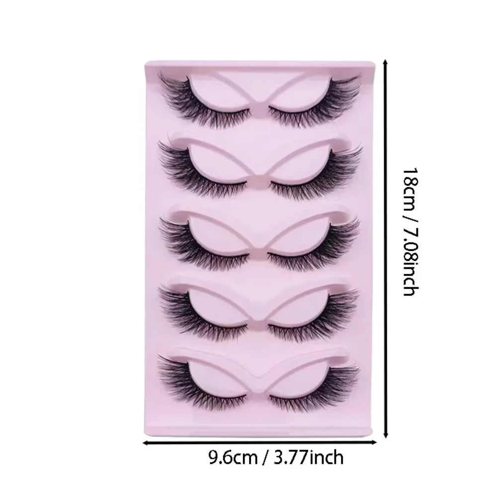 5 Pairs Cat Eye Lashes Wispy Fake Lashes | Fluffy Winged Strip Lashes detail view